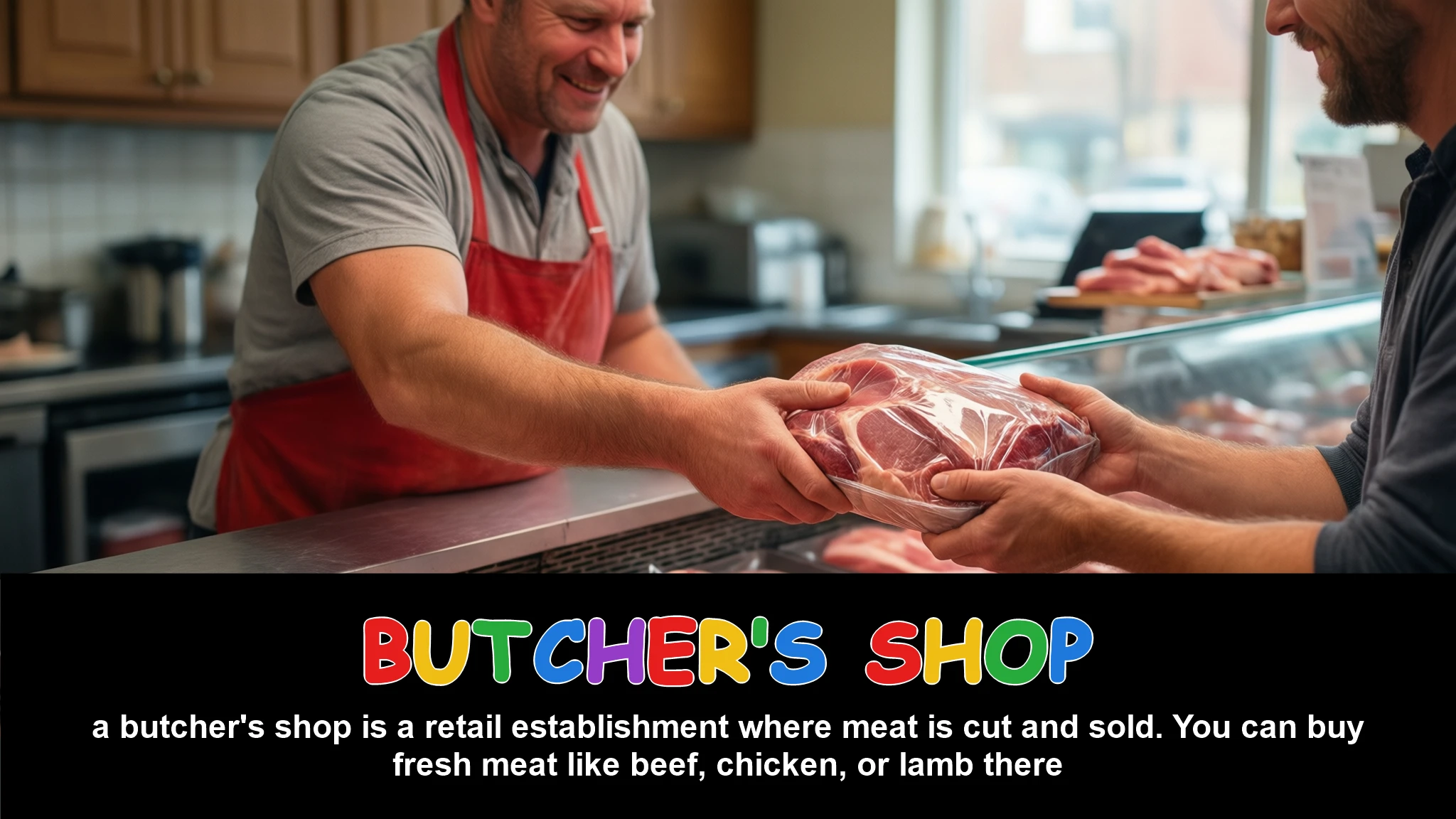 English Illustration for butcher's shop